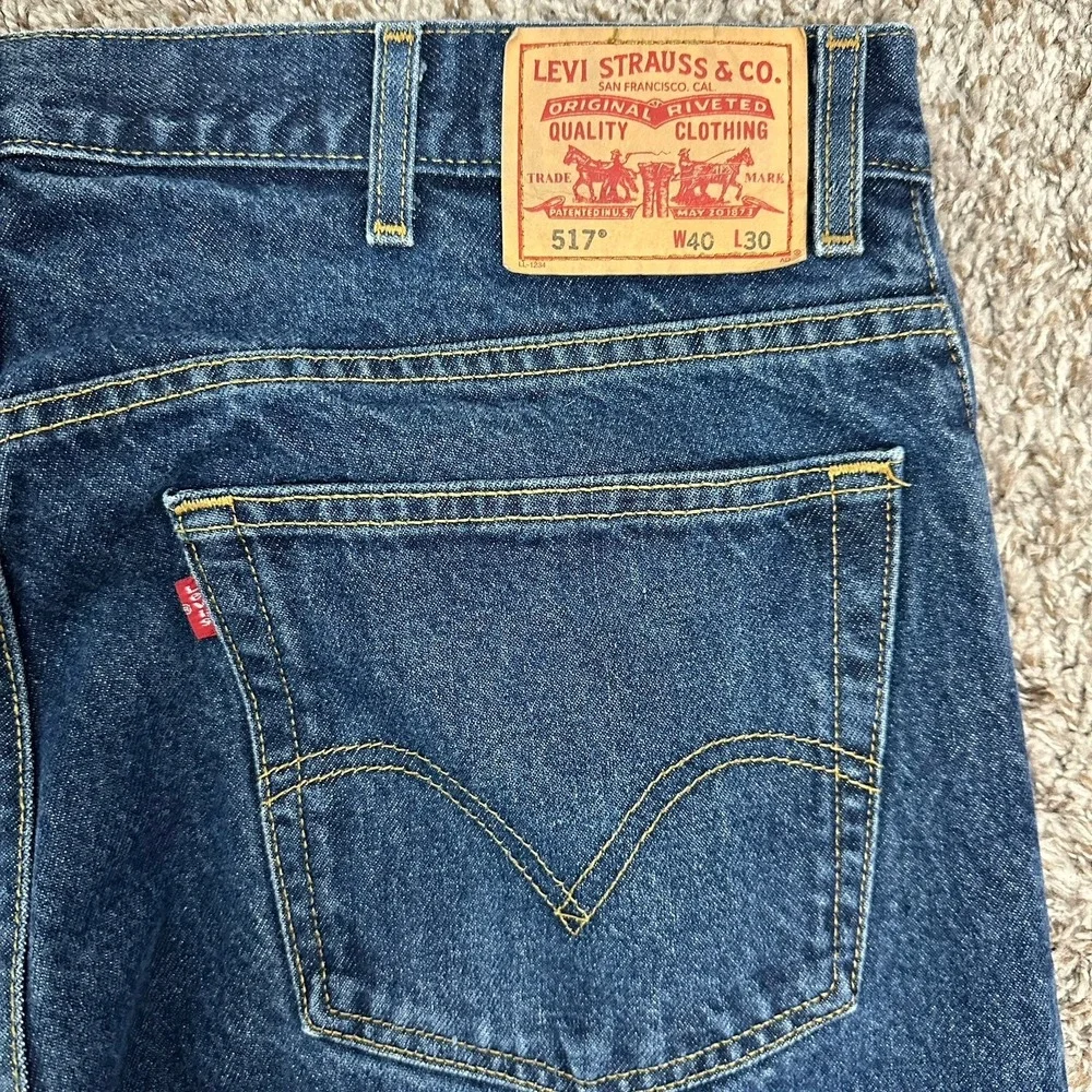 Levis 517 Jeans Mens 40x30 Blue Denim Bootcut Fit Medium Wash Red Tab Cotton y2k